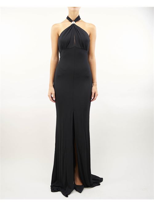 Red carpet dress in jersey with drape and logo plaque Elisabetta Franchi ELISABETTA FRANCHI | abito | AB71747E2110